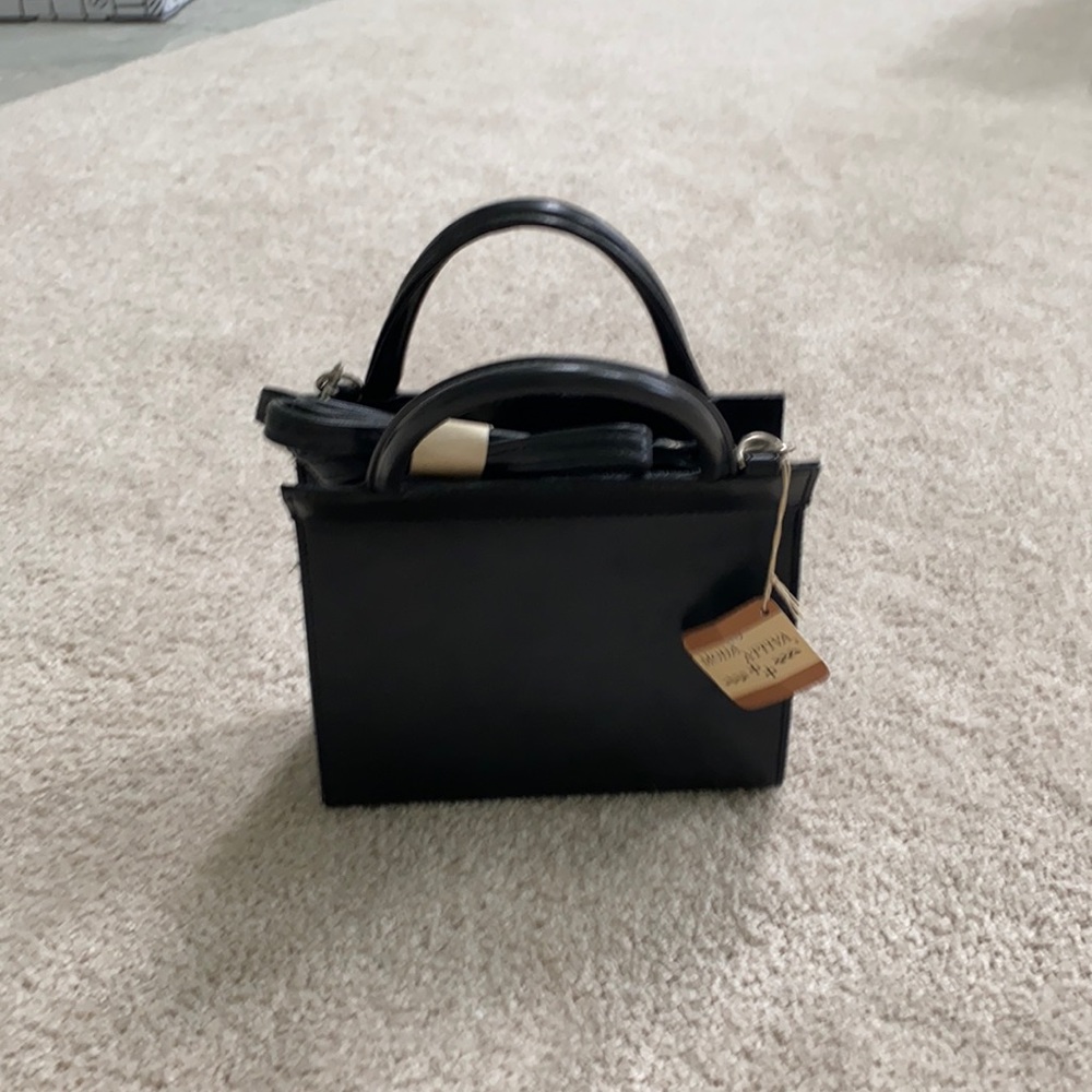 Black leather shoulder bag